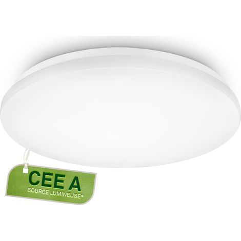 Plafonnier LED blanc neutre, 12W, 2520lm, 50.000h éclairage, plafond salon, lustre chambre, luminaire plafonnier, lustre cuisine, 38 x 6,5 cm, blanc (1/5)
