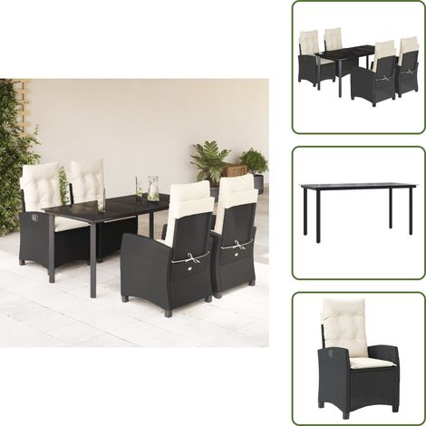 Cuscini da giardino - vidaXL Set da Pranzo da Giardino 5 pz Nero con Cuscini in Polyrattan - Poltrone da giardino