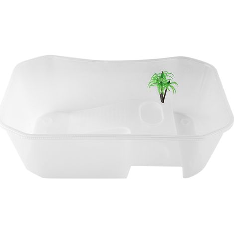 Petit aquarium ouvert en plastique avec plate-forme de baignade pour reptiles tortues (blanc) (1/5)