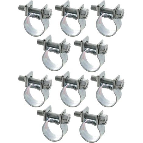10x Collier de Serrage Mini à Visser Durite Essence Carburant Tuyau Auto Moto Scooter Tondeuse Mobylette Fixation, 6-8mm (1/4)