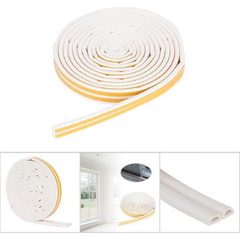 Ruban d'étanchéité adhésif 9x6mm pour portes et fenêtres - 5 mètres - Blanc - Isolation acoustique (1/5)