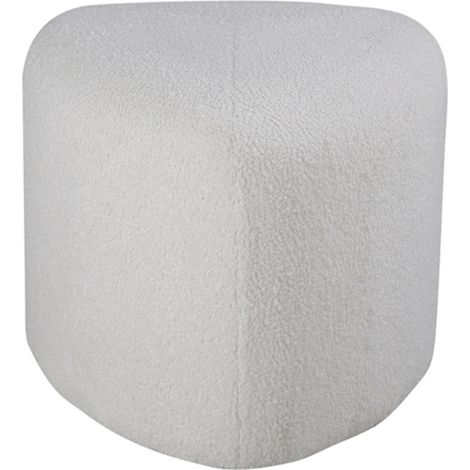 Pouf Tissu Bouclette "Peg" 46cm Blanc (1/5)