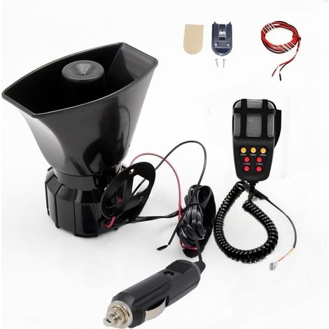 Klaxon de voiture à 7 tonalités connexion facile allume Cigare de voiture Air Horn 130db Car Horn d'urgence pa système de haut - parleur avec microphone pour 12V bateau camion (1/5)