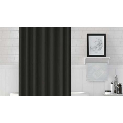Rideau de Douche Noir 120x200 cm Tissu Original Polyester Haute Qualité Joli Design Branché et Moderne Imperméable Anti-Moisissure Lavable en Machine Crochets sont Inclus (1/3)