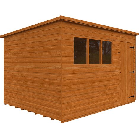 10 x 8 Feet Super Pent 12mm Shed - Solid Wood/Softwood/Pine - L295 x W235 x H204.1 cm - Burnt Orange