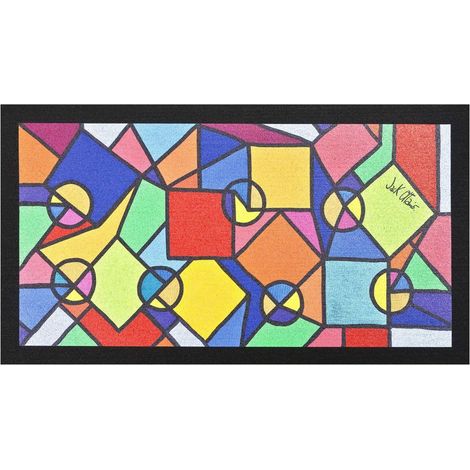 Zerbino Gomma Dipinto Artistico Jack Ottanio Pop Art 40X70 Interno Esterno Antiscivolo - Torre Di Vetro (B) (1/5)