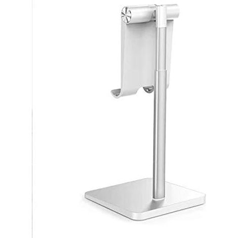 Phone Stand Height Adjustable Desktop Phone Holder Angle Adjustable Tablet Holder Compatible with All Mobile Phones Tablet Silver (1/5)