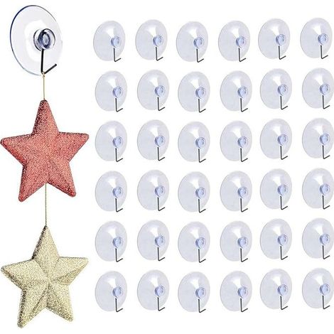 36 Pcs Crochet Ventouse, Amovible Transparent Ventouse Crochet, Crochet Ventouse Salle de Bain Crochets à Ventouse, Transparent Ventouse Ventouse Crochets Muraux Cintre pour Salle De Bains (1/5)