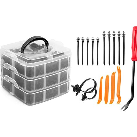 Clip di fissaggio a pressione per auto, 620 pezzi, 16 tipi di rivetti di fissaggio, kit per pannelli di rivestimento delle portiere con estrattore a cacciavite.