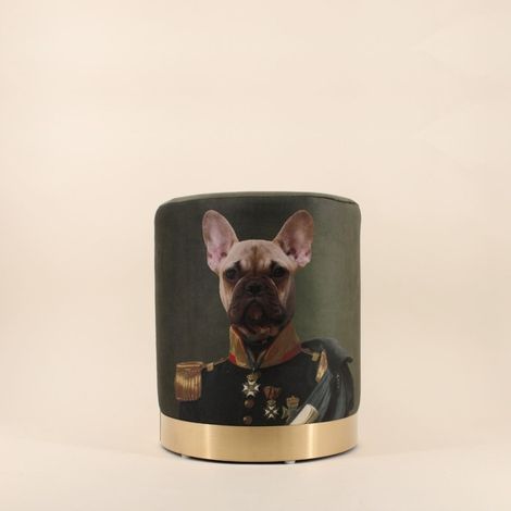 Pouf en velours imprimé King of dogs 37cm
