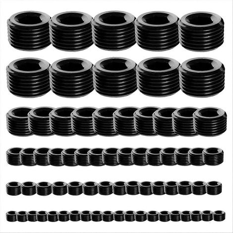 Set de 70 bouchons de tuyau en acier au carbone noir, assortiment d'accessoires de plomberie (1/5)