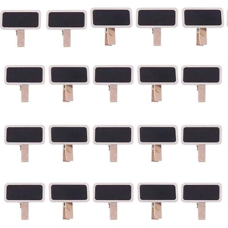 50 Mini Tableau Noir Bois Message Rectangle Ardoise A Pince Clip Carte Panneau Memos Etiquette Prix MaASDue Place Numero Table/Photo/Tags/Décoration Mariage, (1/5)