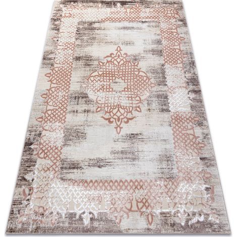 Carpet CORE W9797 Frame, rosette - structural two levels of fleece, beige / pink beige 180x270 cm