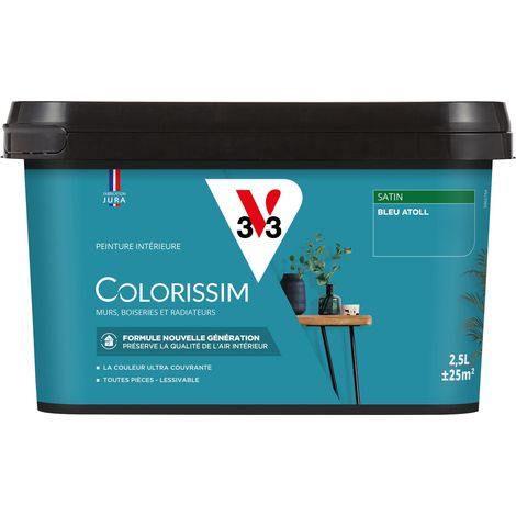Peinture murale intérieure Colorissim® V33 Bleu atoll Satin 2,5L