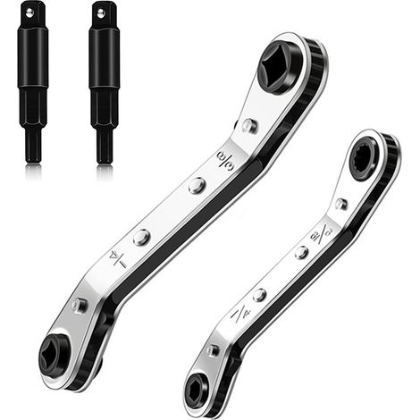 Clé à cliquet pour vanne de climatiseur 1/4-3/16-5/16-3/8 avec kit d'adaptateurs pour 2 embouts hexagonaux pour outils de réparation d'équipements de réfrigération - Liquidation (1/5)
