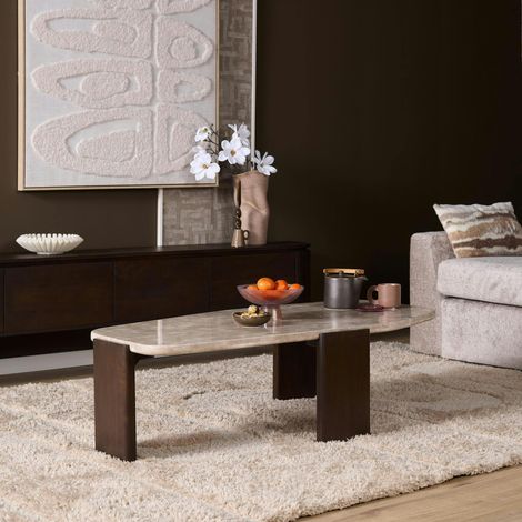 Table basse design marbre et bois brun DUOMO (1/5)