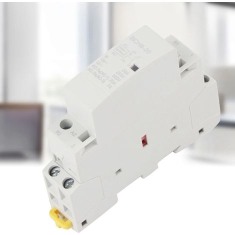 2P 20A Contacteur AC Domestique DIN Rail 220V/230V 50/60Hz, Contacteur Domestique AC, 1NO 1NC, avec Montage Sur Rail DIN (220V/230V) (1/3)