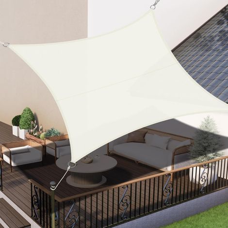 Voile d'ombrage extérieur en PEHD à quatre angles pour piscine de jardin, blanc, 5 x 5 m (1/5)