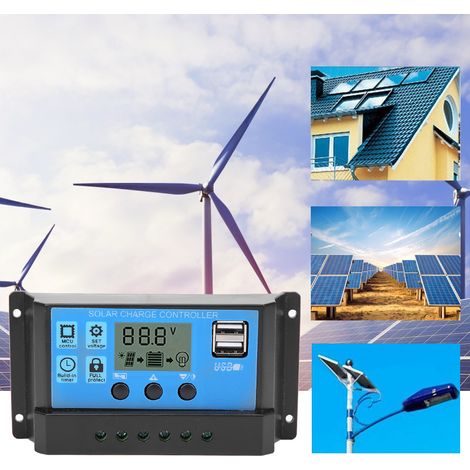 Blue Solar Automatischer PWM-LCD-Dual-USB-5V-Ausgangsregler für PV-Systemanschluss 10A (1/5)