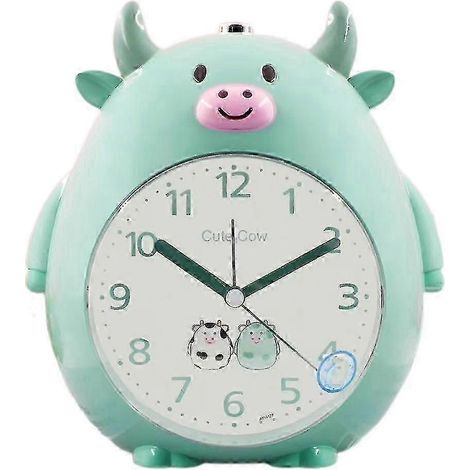 Réveil pour enfants, veilleuse vache mignonne, réveil de bureau pour chambre, cadeau pour étudiants et enfants (marron) 25-26 vert