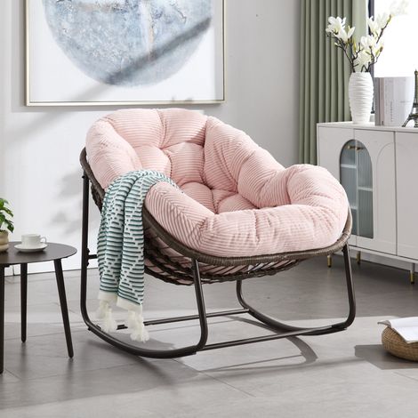 Fauteuil suspendu 78x106x90 cm en acier rose, moderne pour salon et terrasse FloraGrace (1/5)
