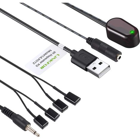 Extenseur IR avec 1 récepteur et 4 émetteurs Répéteur IR Kit de télécommande infrarouge Système infrarouge caché Compatible avec Box Récepteur TV satellite Lecteur DVD Lecteur Blu-ray (1/5)