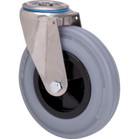 rueda giratora agujero m12 inox.20zvi200-psr poliamix-goma gris eje rodillos (1/2)