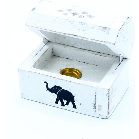 Porte-Encens Blanc Lavé - Boîte à Fumée Cône 8 cm- Vendu par 1