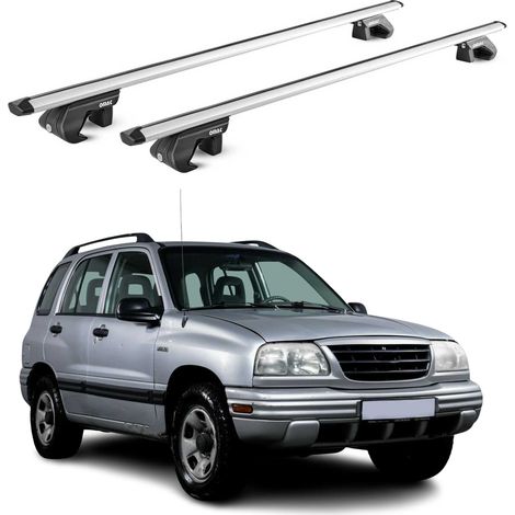 OMAC Barres de toit aluminium certifiées TÜV pour Suzuki Vitara II 1999-2005 – Pour rails de toit standards – Rainure en T – Charge max 90 kg – 2 antivols Argent (1/4)