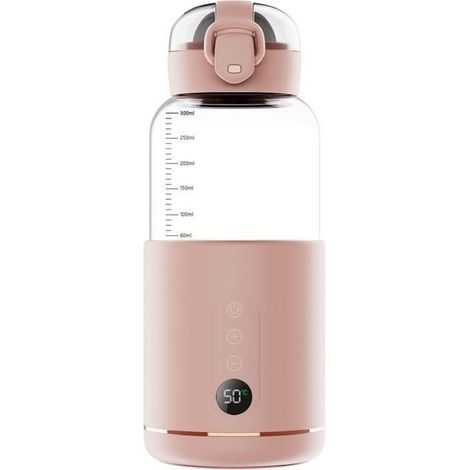 Chauffe-biberon, sans fil et portable, température réglable, 300 ml, adapté aux voyages, extérieur, voiture, avion - Rose (1/4)