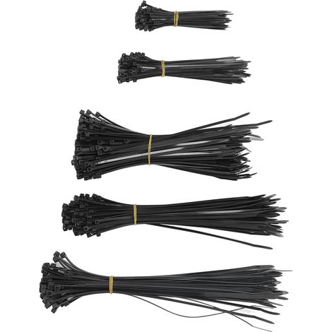 550 selbstsichernde Kabelbinder aus Nylon, sortierte schwarze Packung, elektrische Kabelbinder für den Innen- und Außenbereich (1/5)