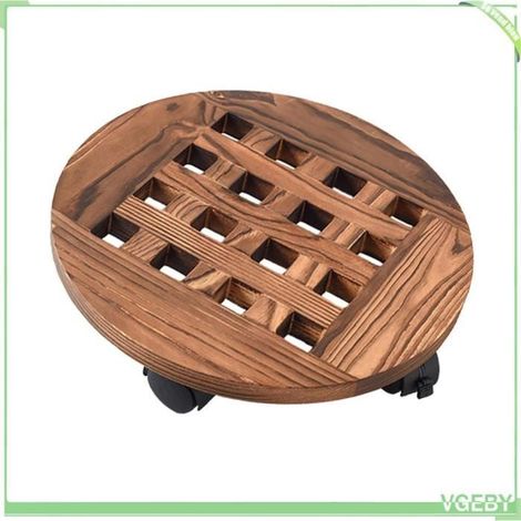 Support de pots de fleurs à roulettes - V GEBY - 25CM - Bois - 4 Roues - Intérieur/Extérieur (1/4)
