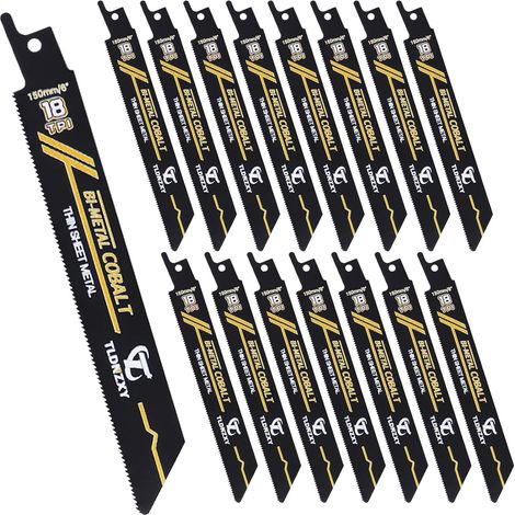 20 Pieces Sabre Saw Blade 150 mm 18 TPI Thin-Medium Cutting Metal Reciprocating Saw Blade for Building Block, Metal Pipes, Metal Sheets, Reciprocating Saw Blades in Cast Iron Bi-Metal Better Strength (1/5)
