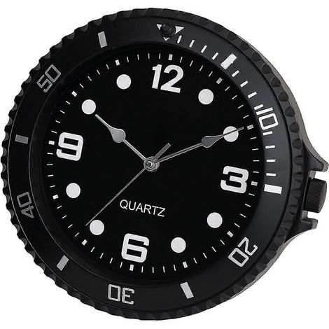 Horloge murale moderne à quartz silencieux, horloge de luxe à mouvement continu, horloge murale noire pour résidence secondaire, design moderne et silencieux. (1/5)