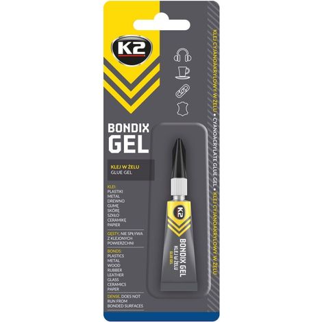 K2 Pegamento 15 Segundos Bondix Gel 3g, adhesivo rápido para plástico, madera y goma, alta resistencia, secado ultra rápido, ideal para reparaciones precisas y trabajos rápidos (1/5)