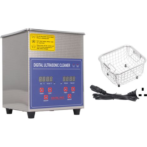 Nettoyeur Ultrasonique 40KHZ 2L Acier Inoxydable, Machine à Ultrasons pour Lunettes, Montres, Bijoux, Petites Pièces et Circuits Imprimés, Prise UK 200-240V (1/5)
