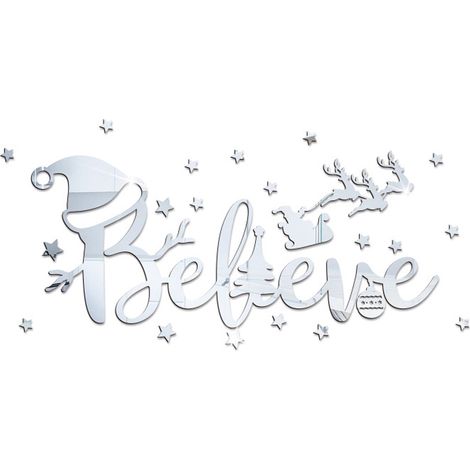 Sticker Miroir Acrylique - Décoration Festive Auto-Adhésif pour Mur et Fenêtre - Idéal Noël Fêtes et Occasions Spéciales - Lot de 1 (1/5)
