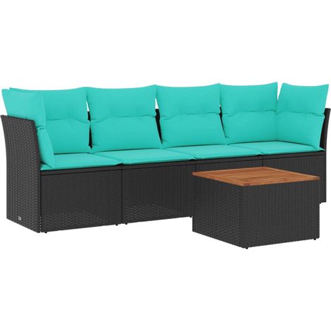 Maison Exclusive - Set Divani da Giardino 5 pz con Cuscini Nero in Polyrattan (1/5)