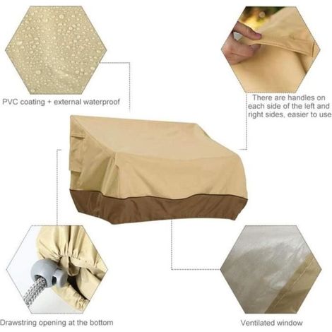 Housse de protection imperméable pour mobilier de patio, canapé extérieur et banc de jardin, dimensions 193 x 83 x 84 cm. (1/5)