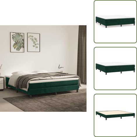 Boxspringbett mit Matratze Dunkelgrün 160x200 cm Samt - Boxspringbett - Doppelbett - Samtbett - Dunkelgrünes Bett - Luxusbett (1/5)