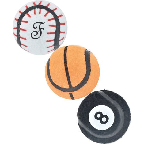 Ste 3 palle sport taglia S 4.8 cm: Gioco per cani a forma di palline da baseball basket e biliardo linea Tennis club