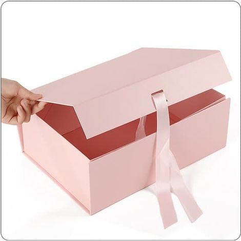 Grande boîte cadeau avec couvercle - Dimensions : 29 x 22 x 10,5 cm - Idéale pour les anniversaires, mariages, Noël, demandes en mariage, etc. - Rose (1/5)