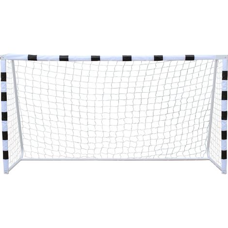Porta da calcio per bambini 305 x 201 cm con rete, pieghevole, nero e bianco (1/5)