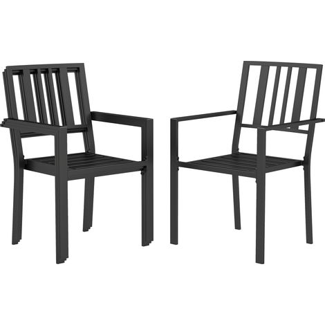 Set of Four Minimal Metal Garden Chairs - Black (1/5)