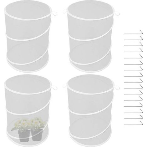 Protection pour plantes de jardin - Lot de 4 filets pliables, respirants et faciles à installer  Filet de protection pop-up pour arbustes à baies, plants de tomates, fleurs, poules, oiseaux, vergers, (1/5)