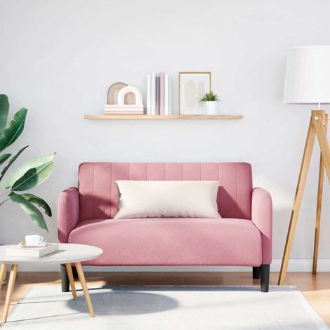 Canapé causeuse en velours rose, assise 109 cm - PANGIVO (1/5)