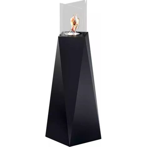 Biocamino da pavimento Nairobi Nero 1,5 kW – altezza 120 cm, struttura acciaio nero, vetri protettivi – Tecno Air System (1/8)