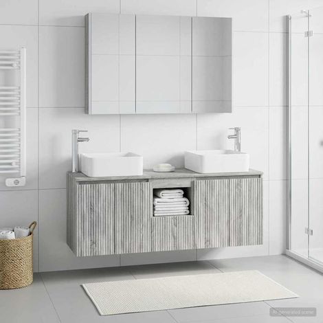 vidaXL Juego de Muebles de Baño 4 uds. Sonoma gris (1/5)