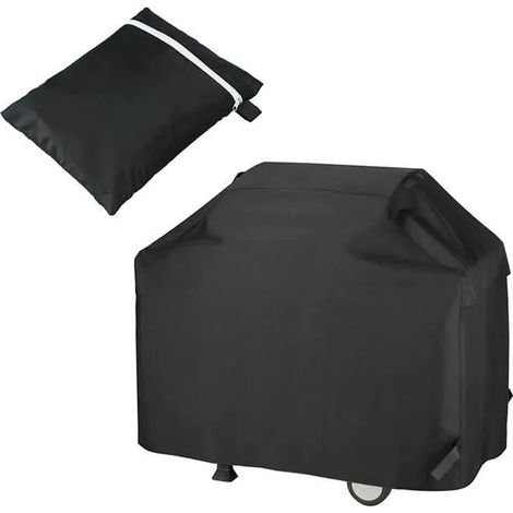 Housse pour barbecue d'extérieur, en polyester imperméable, noire, 80 x 66 x 100 cm, coupe-vent (1/4)