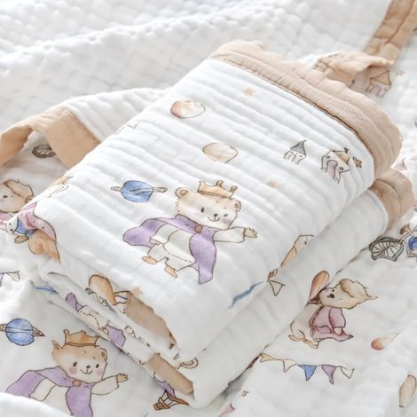 Couverture Bébé 110x110cm 100% Coton 6 Plis
